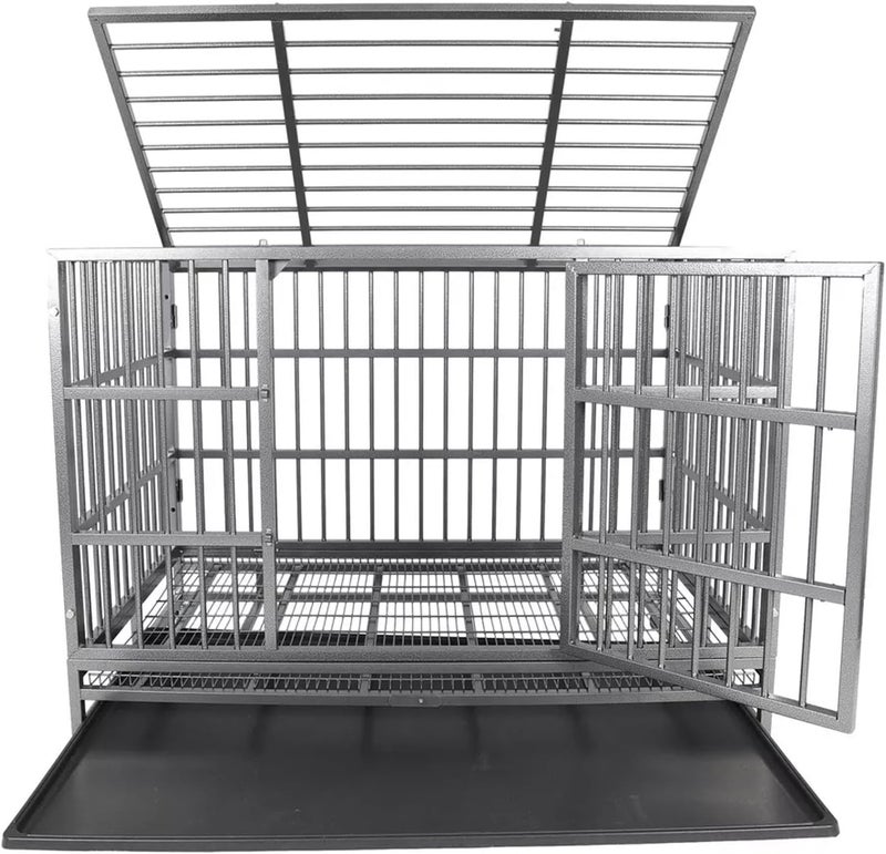 confote Indestructible Dog Crate Cage Kennel, 47 inches, High Anxiety Dog Crate with Removable Trays, Wheels and Double Door, for Medium and Large Dogs - Image 4